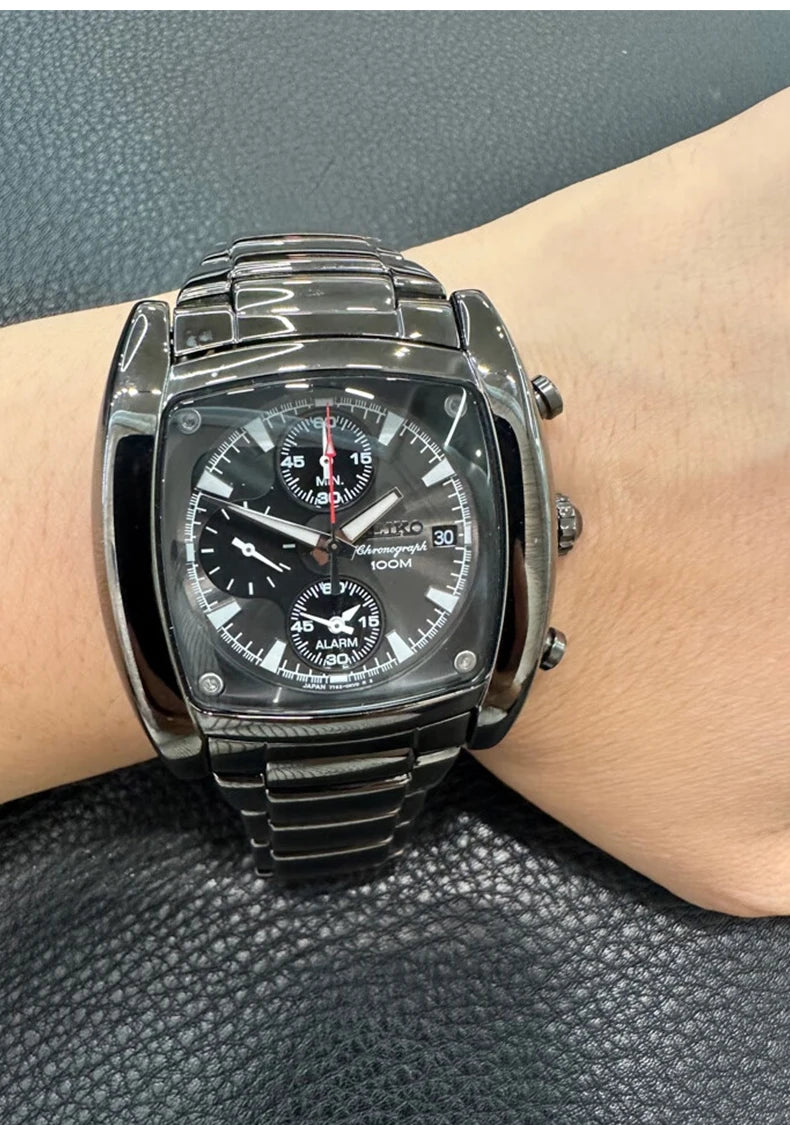 Original Japan SEIKO Men Watch Chronograph Series Quartz Watches 100m waterproof Sports watch SNA765J1