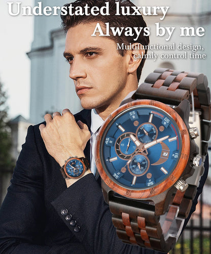 Man's Watches Wooden Watch Strap Hand Watch Quartz Wrist Watch for Men Chronograph  Luxury Brand montre homme Gift Drop Shipping