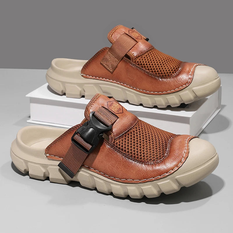 Summer Men Sandals Genuine Leather Mens Casual Shoes Outdoor Men Leather Sandals for Men Beach Shoes Roman mens Shoes