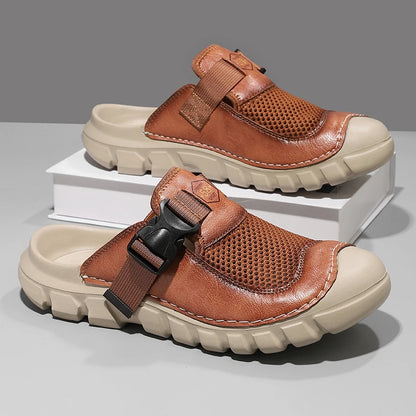 Summer Men Sandals Genuine Leather Mens Casual Shoes Outdoor Men Leather Sandals for Men Beach Shoes Roman mens Shoes