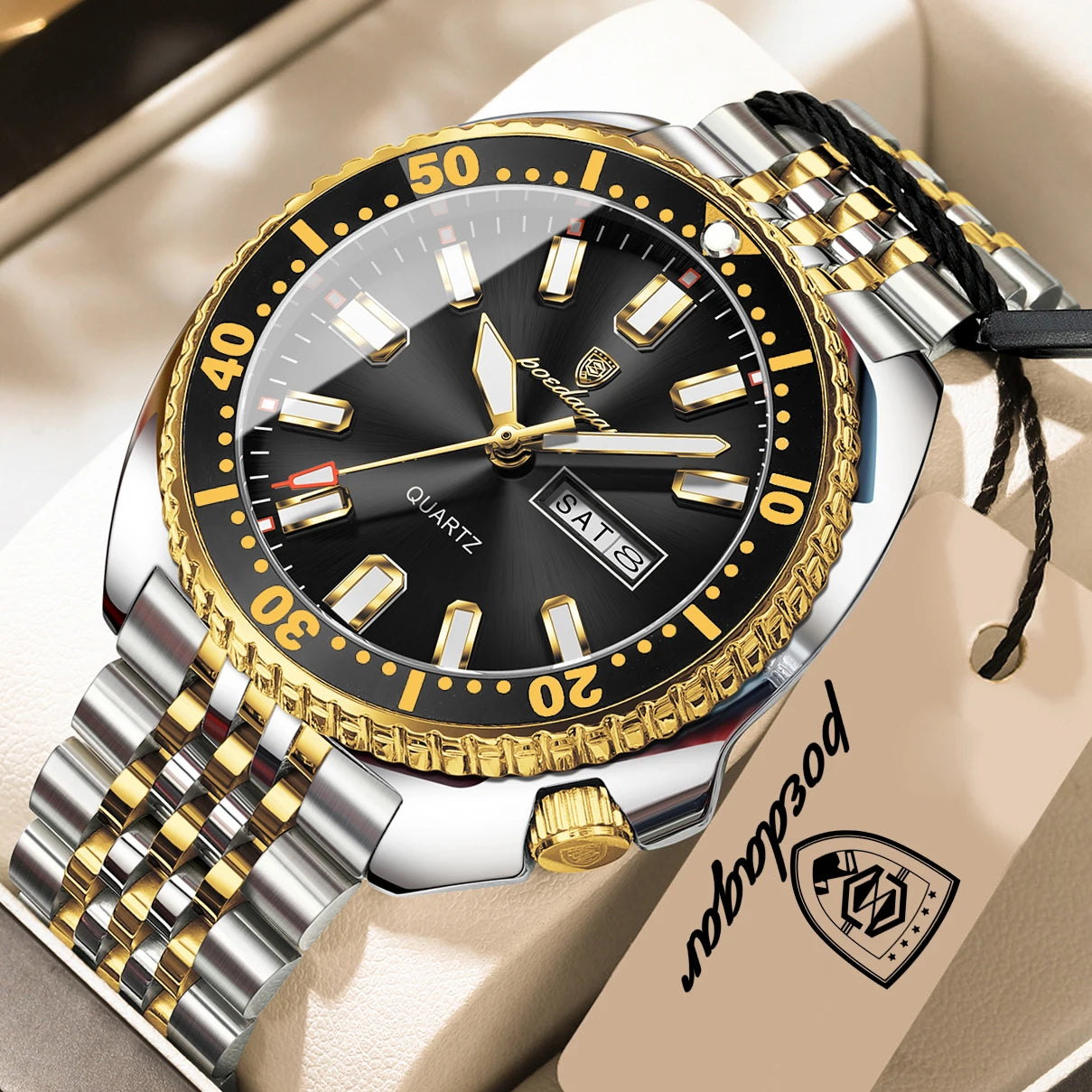 POEDAGAR Luxury Quartz Men Clock Waterproof Luminous Business Man Wristwatch Stainless Steel Date Week Sport Men's Watches Reloj