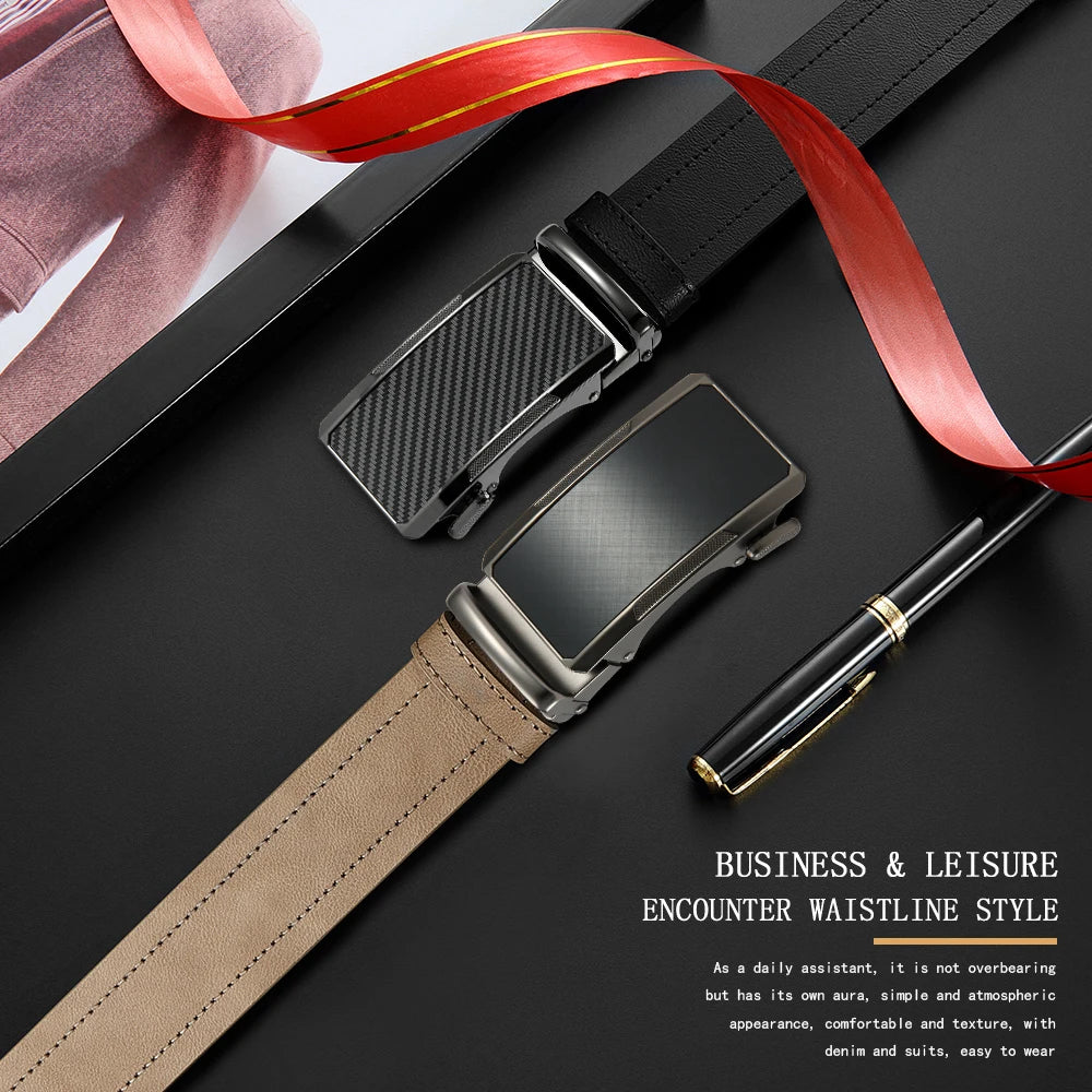 New Business Leisure Men's Alloy Square Buckle Belt Men's Luxury Designer High Quality Leather Cowboy Belt Multi Color