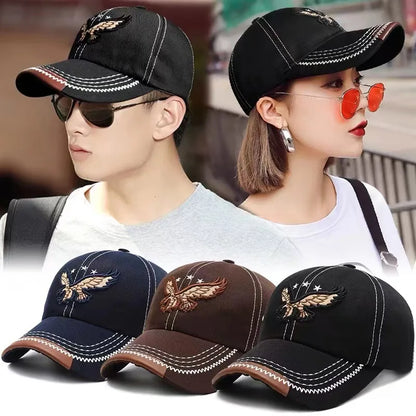 1pc Men's Eagle Embroidery Baseball Cap Korean Deepening Big Head Circumference Women's Trendy Casual Couple Sunscreen Sun Hat