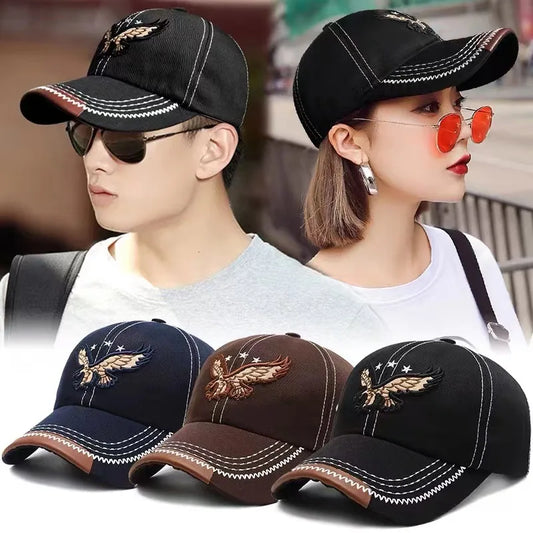 1pc Men's Eagle Embroidery Baseball Cap Korean Deepening Big Head Circumference Women's Trendy Casual Couple Sunscreen Sun Hat