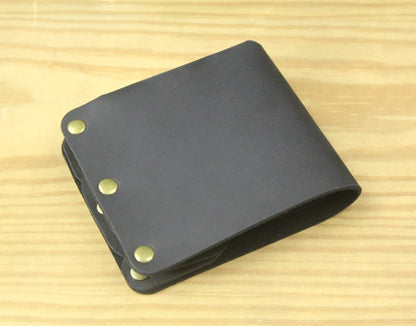 Fashion PUNK Handmade Crazy Horse Genuine Leather Wallet Men Money clip Short Wallet Bag Stud male Purse Card Holder Wallet