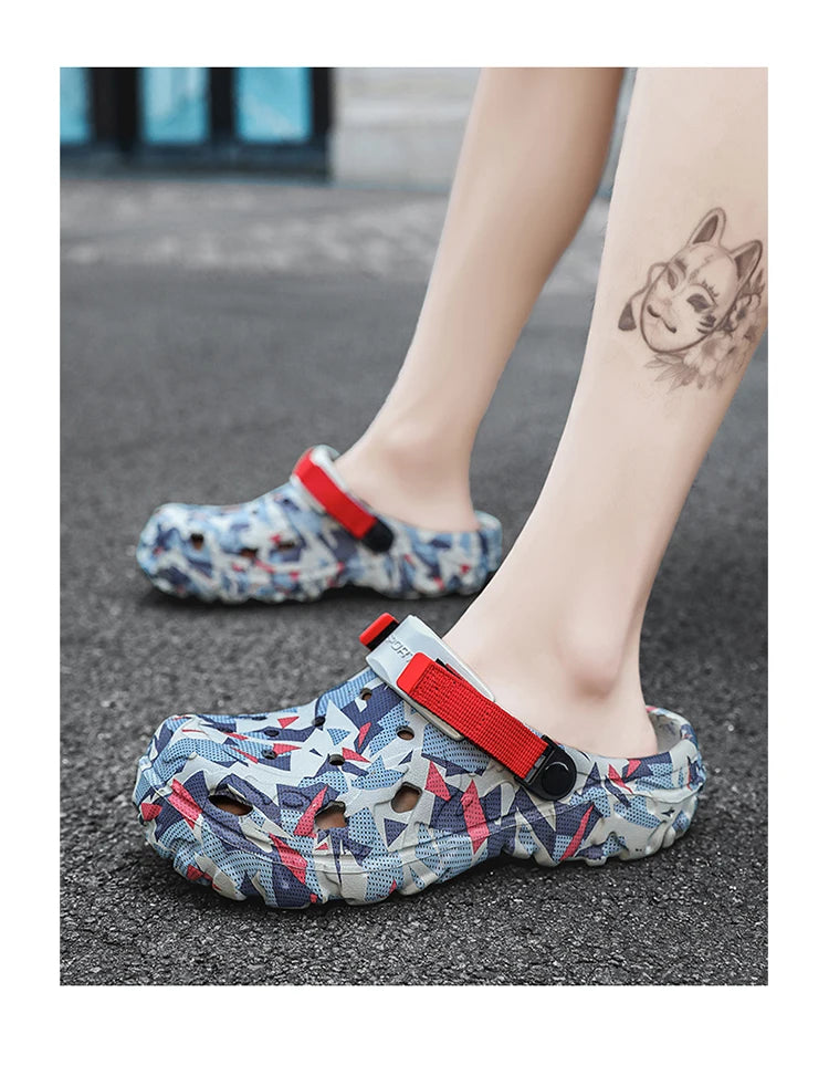 Size 40-47 Men Sandals Casual Street Light EVA Men's Casual Shoes Hole Shoes Clogs Home Garden Outdoor Male Beach Flat Slippers