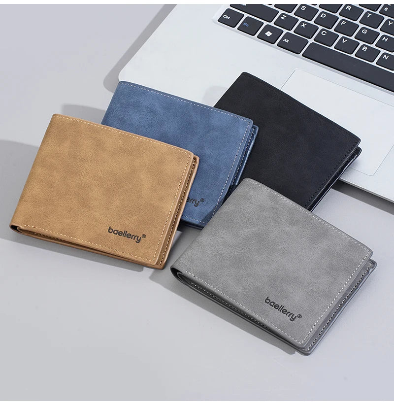New Men's leather short wallet thin wallet Lightweight minimalist soft wallet