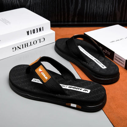 Men's flip flops summer trendy wear non-slip rubber sole sandals fashionable casual foot-clip flop comfortable beach shoes