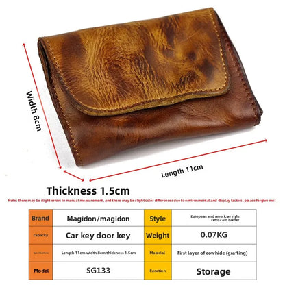 New Simple Men Wallets High Quality Genuine Cow Leather Coin Pocket Retro Handmade Male Purses Card Holder Men's Money Clips