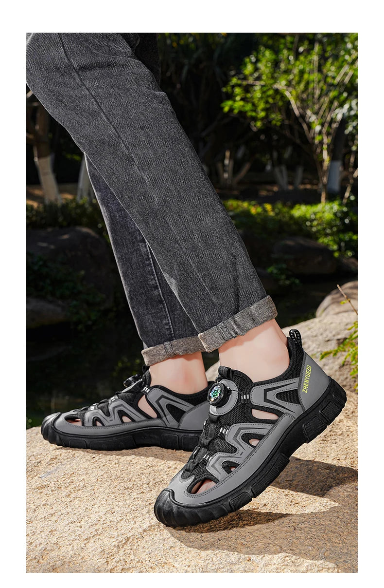 New Arrival Summer Men Sandals PU Leather Mens Casual Shoes Outdoor Beach Shoes Hollow Out Male Roman Shoes Leisure Walk Sandaly