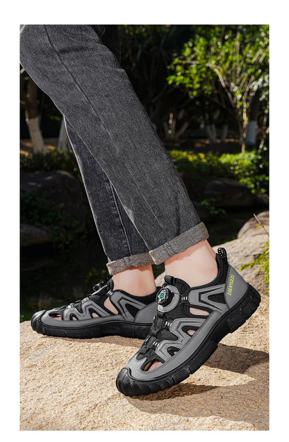 New Arrival Summer Men Sandals PU Leather Mens Casual Shoes Outdoor Beach Shoes Hollow Out Male Roman Shoes Leisure Walk Sandaly