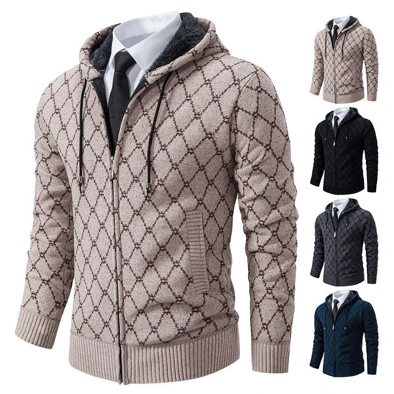 Winter plus velvet padded cardigan sweater men's sweater warm coat
