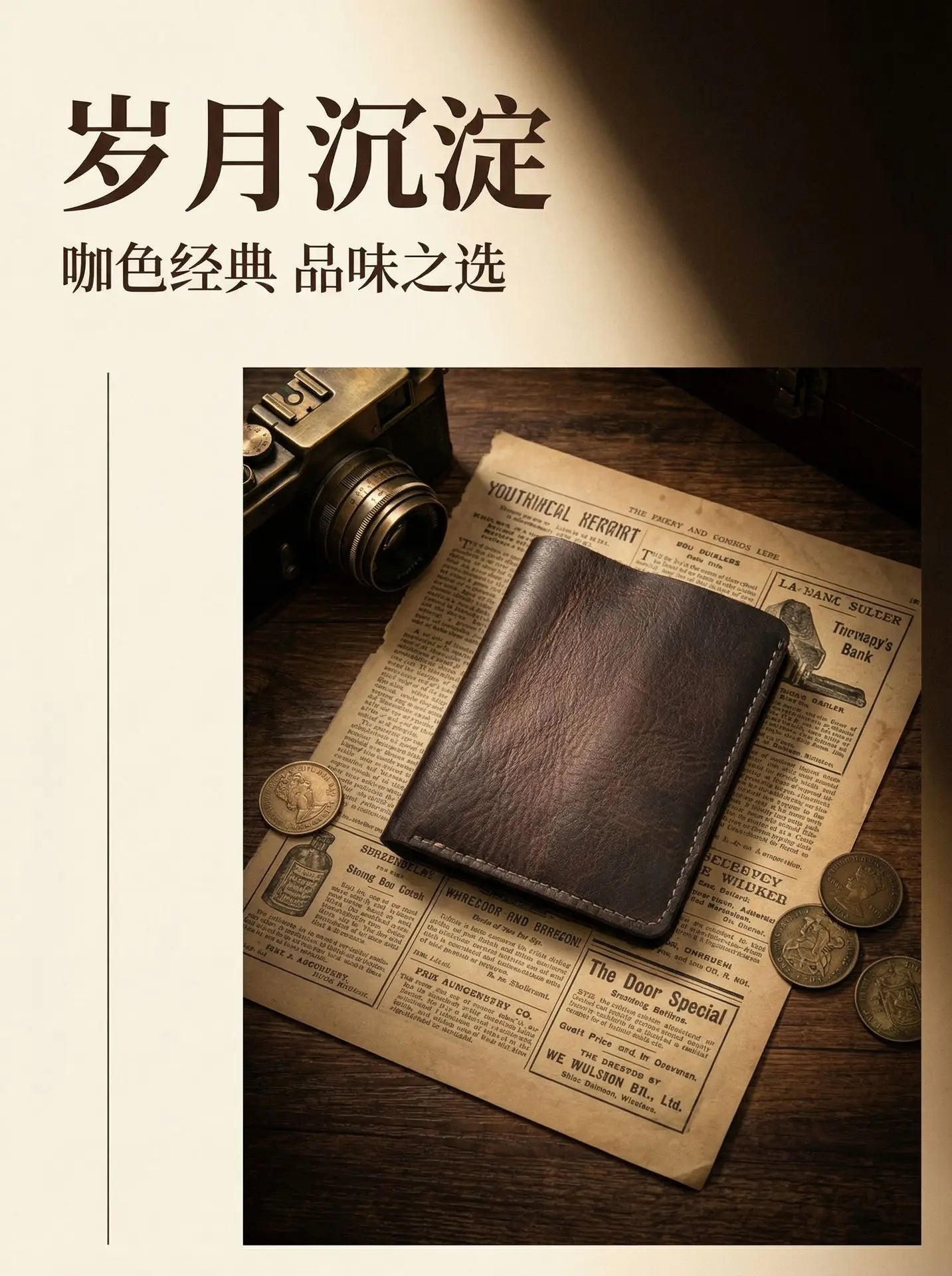 Retro Handcrafted Genuine Leather Small Wallet for Men, Vintage Durable EDC Card Holder, Men Multi-card Slots Organizer Wallet