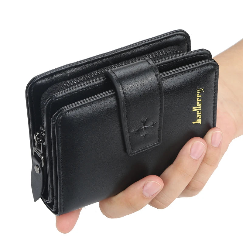 New Business Men Wallets Zipper Card Holder High Quality Male Purse New PU Leather Vintage Coin Holder Men Wallets