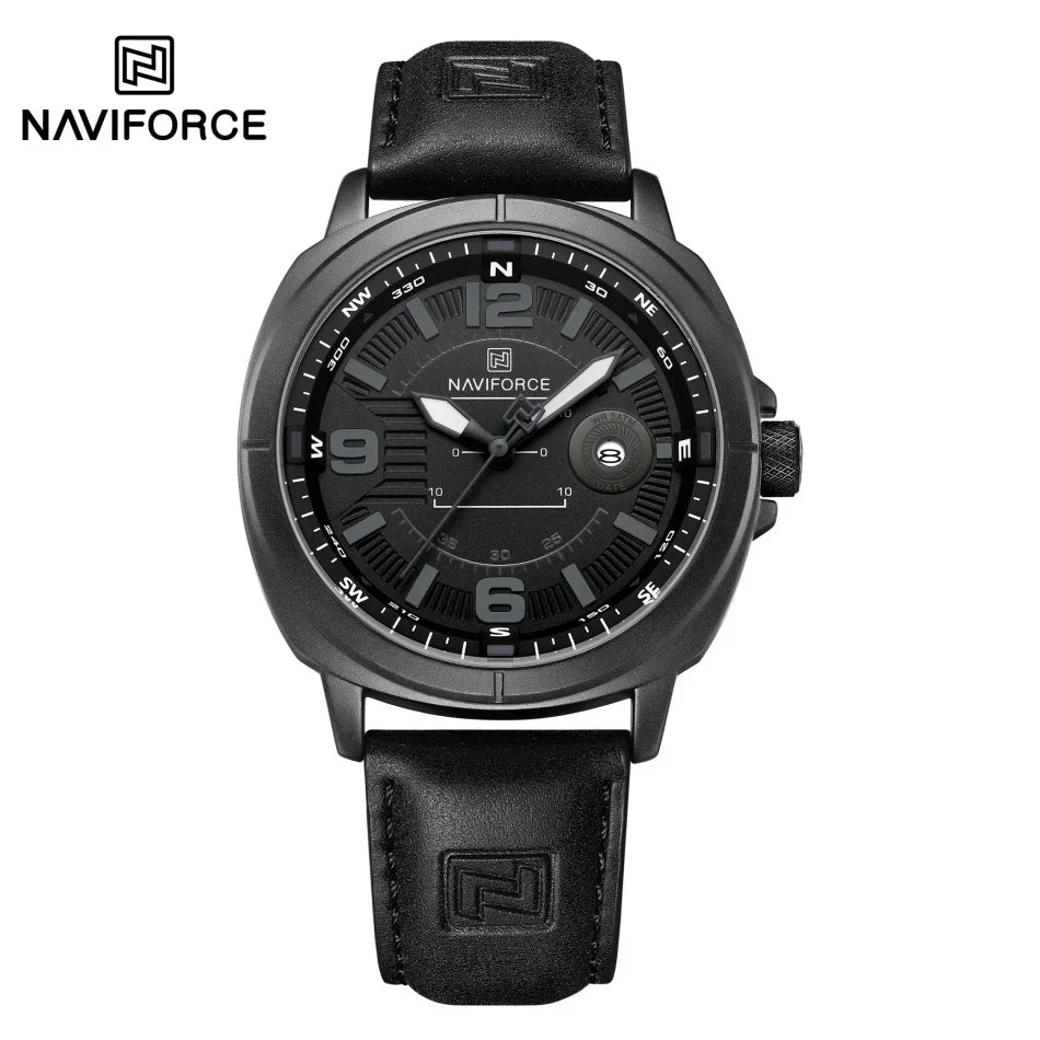 NAVIFORCE  High Quality Male Wristwatch PU Band Calendar Brand Men Quartz Watch Auto Date Display Waterproof Clocks Reloj Hombre
