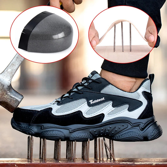 Safety Shoes, Puncture and Smash Resistant Work Shoes, Men's Protective Shoes, Wear-Resistant Work Boots