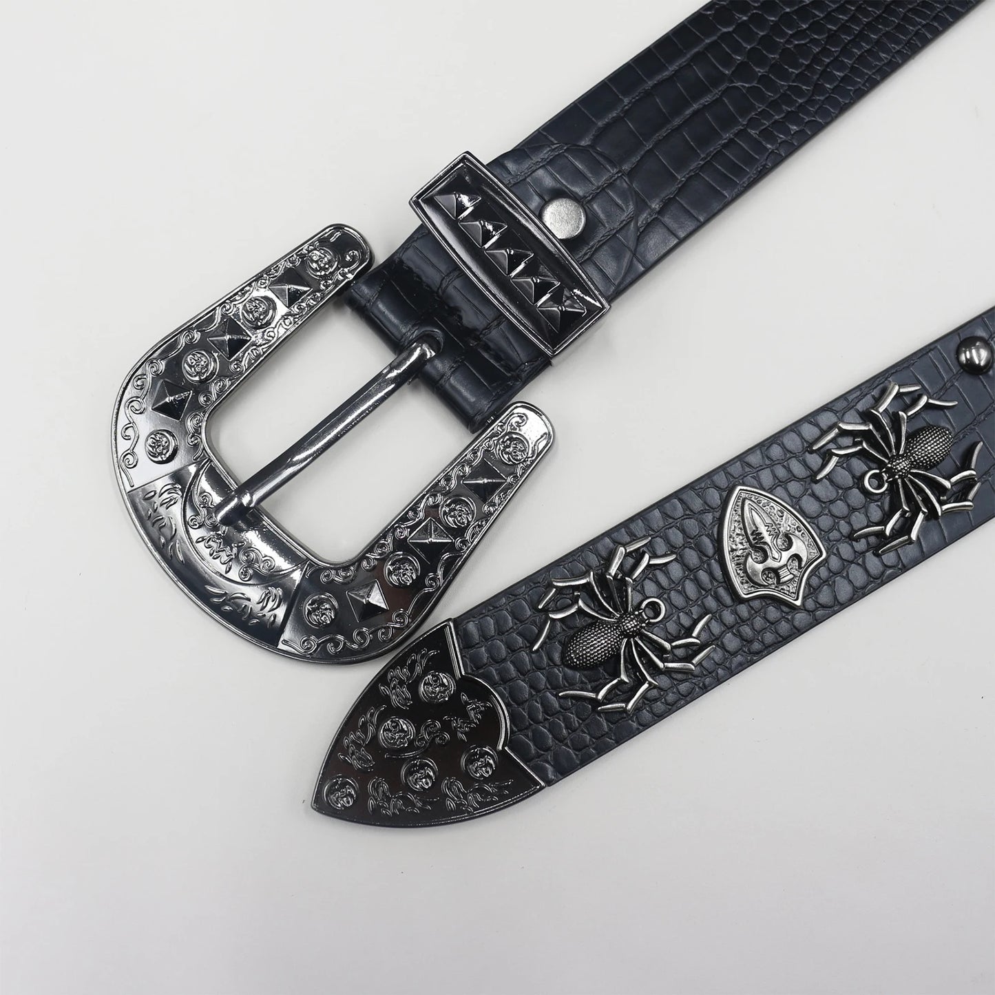 Y2K Punk spider Black Rivet Belt Goth Pu Leather Belts For Women Jeans Pants Boys And Girls Students Belt