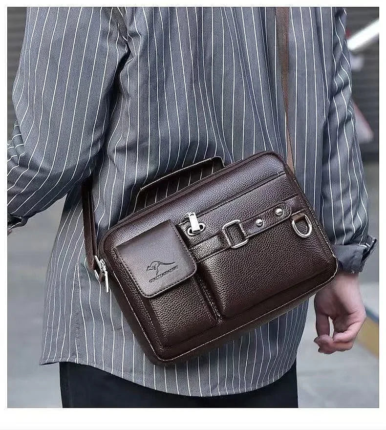 Men's Retro Messenger Bag Waterproof Large Capacity Laptop Briefcase for Office Travel School