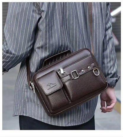 Men's Retro Messenger Bag Waterproof Large Capacity Laptop Briefcase for Office Travel School