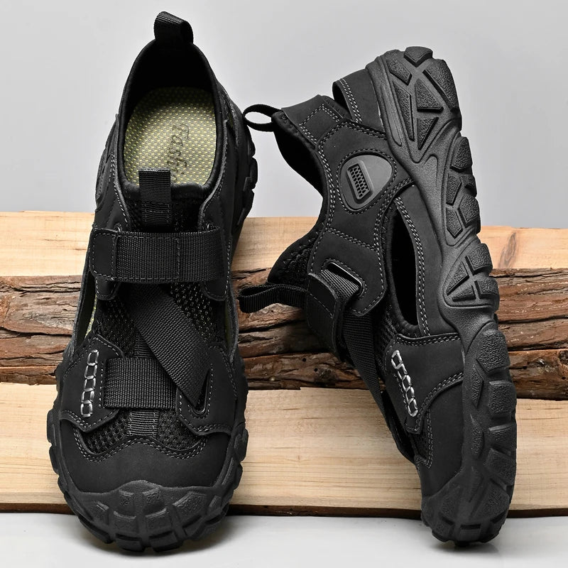 Comfort Men Mesh Sandals Lightweight Summer Shoes Outdoor Quick-Dry Wading Aqua Shoes Non-Slip Travel Beach Flats  Daily Sandals