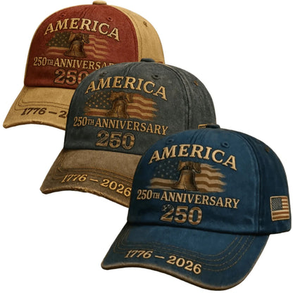 250th Anniversary Patriotic Baseball Caps, Retro Embroidered Adjustable Hats, Independence Day Gifts for History Enthusiasts