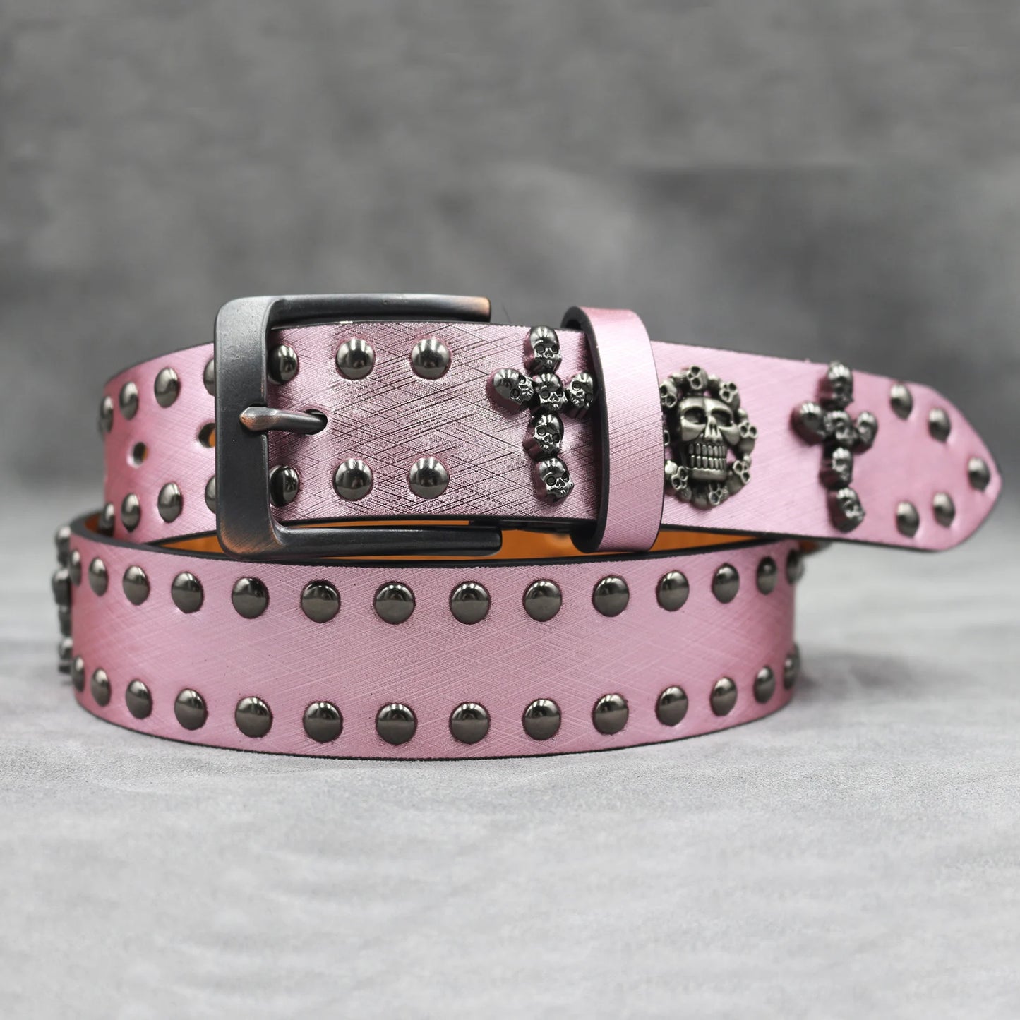 Rivet belt Cross and skull Decoration Belt Man's Goth Rock Fashion Ladies Leather Studded Gift Wild Adjustable Women Punk Belt