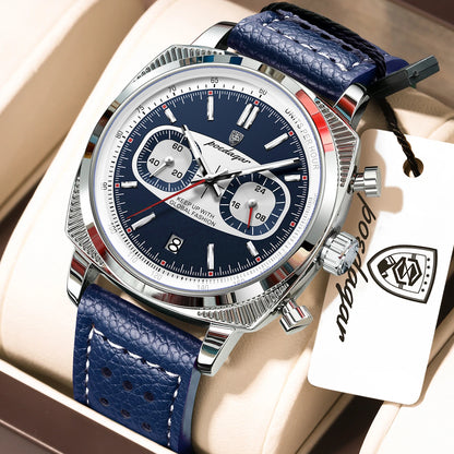 POEDAGAR Original Fashion Men Clock Luminous Waterproof Chronograph Date Watch For Man Luxury Leather Quartz Men's Watches Reloj