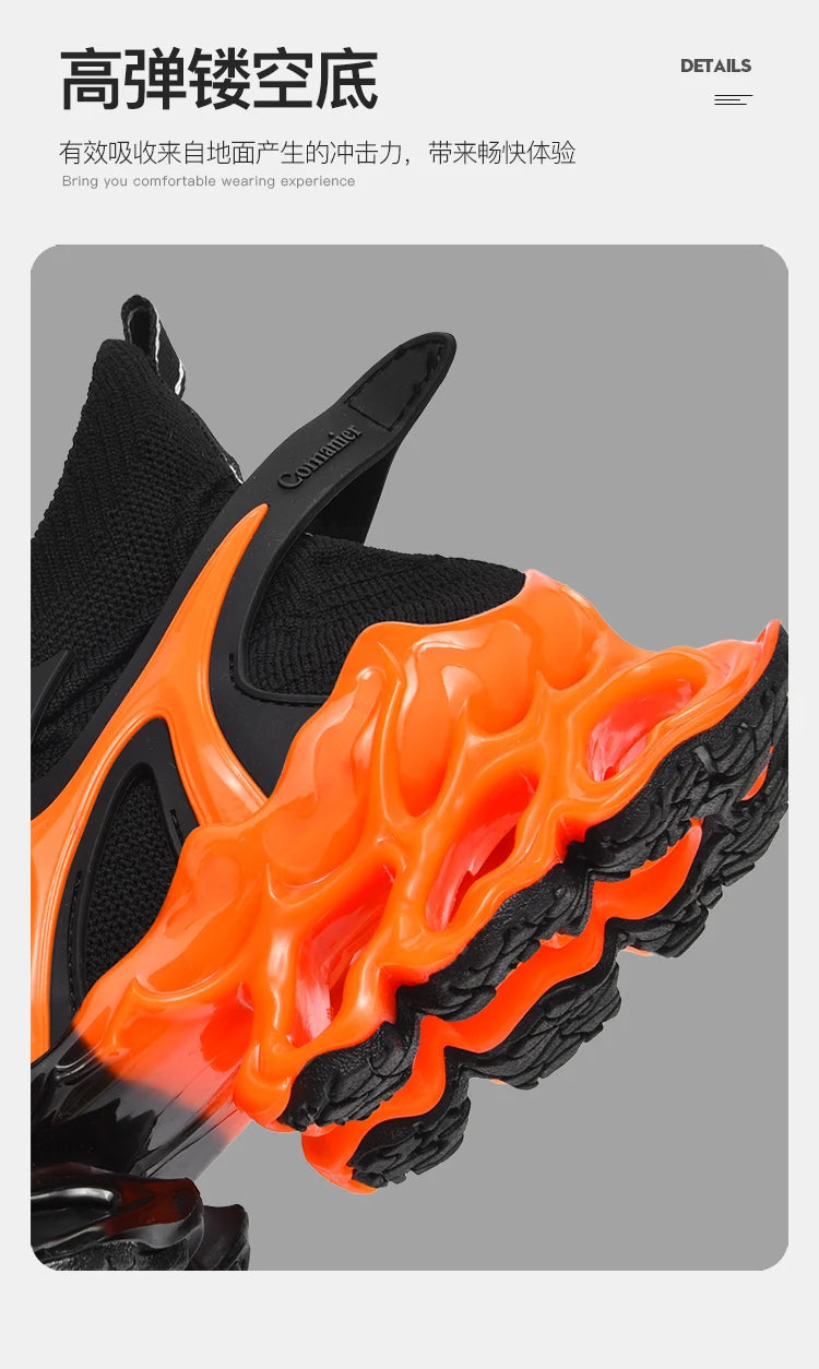 Men's Blade Type Shoes Breathable Shock Absorption Running Shoes Non-Slip Shoes For Jogging Tennis Gym Casual Walking Sneakers