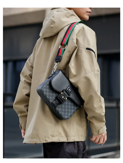 Luxury Plaid Crossbody Bags Men Fashion Buckle Flap Men's Crossbody Bag Casual Shoulder Bag Male Waterproof Business Sling Bags