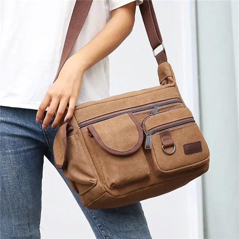 Men's Canvas Shoulder Bag Casual Tote Travel Crossbody Bag Luxury Messenger Bag High Quality Fashion Handbag Chest Bag