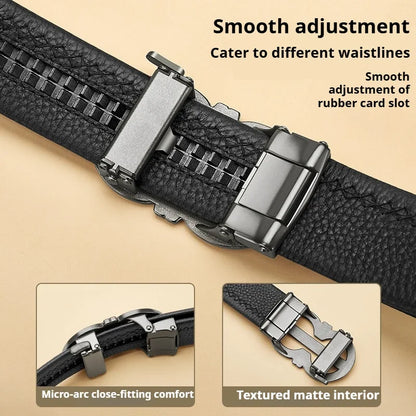 OYIFAN Automatic Ratchet Belt for Men - Genuine Leather Strap with Alloy Buckle, Durable for Daily Wear