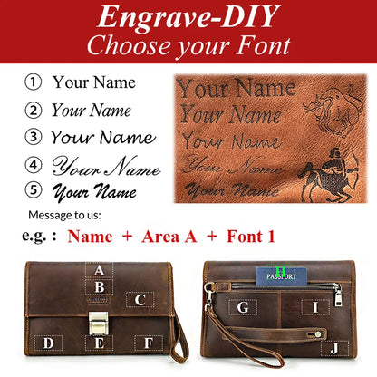 CONTACT'S Genuine Leather Clutch Bags Men Password Retro Wrist Strap Handbag iPad Travel Business Fitness Clutch Wallet