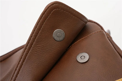 Vinatge Men's Crossbody Bag Soft PU Leather Shoulder Bag For Men Fashion Square Crossbody Messenger Bag Flap Zipper Satchels