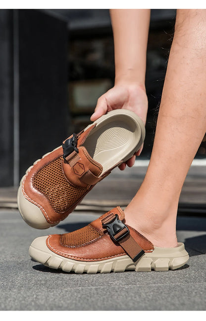 Summer Men Sandals Genuine Leather Mens Casual Shoes Outdoor Men Leather Sandals for Men Beach Shoes Roman mens Shoes