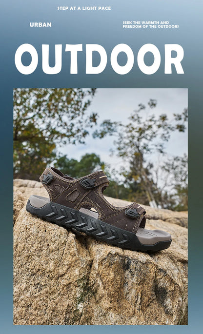New Genuine Leather Outdoor Walking Men Sandals Summer Non-slip Soft Sneakers Lightweight Beach Sandals Casual Classic Man Shoes