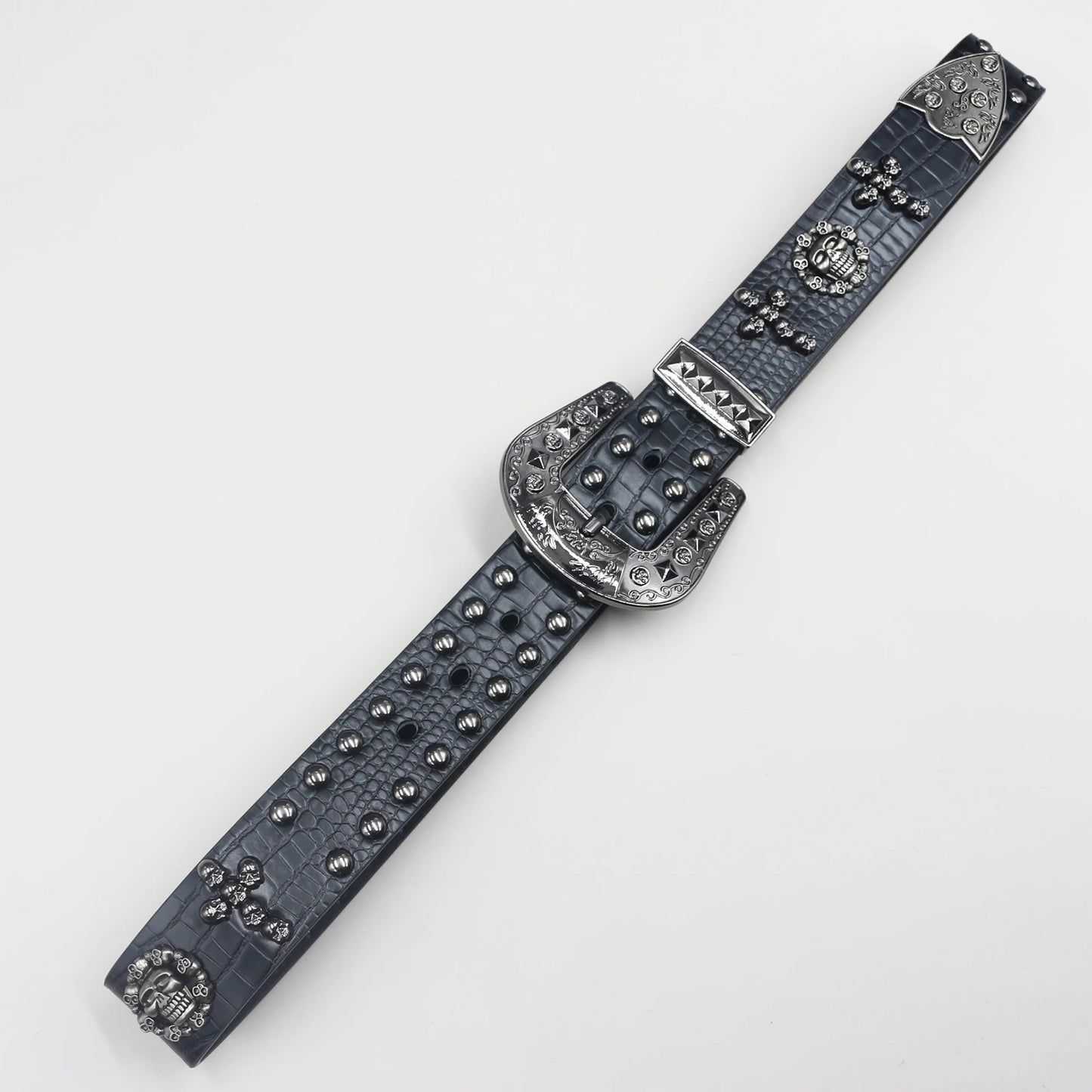 Cross skull Metal Rivet Cowboy Belt Genuine  Men Belt Punk Rivet Jeans Belts For Men Ceinture Homme Cinturones Hombre