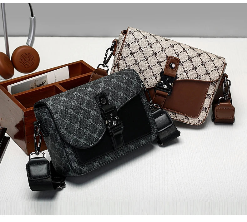 High-End Casual Shoulder Bag for Commuting Business Waterproof Daily Sling Bag Fashionable Jacquard Pattern Men's Crossbody Bag