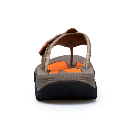 Men Sport Thong Slippers Genuine Leather Upper Adjustable Hook Loop Shock Absorb Anti Slip MD Sole Daily Beach Casual Flip Flops