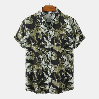 Hawaiian Summer Men's Casual Shirt Social Beach Style Short Sleeve Large Flower Print Chinese Resort Retro Loose Shirt