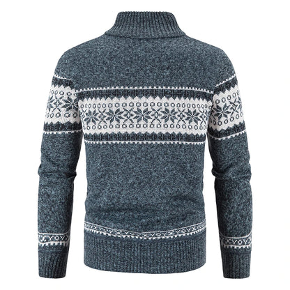 Winter Men's Fleece Cardigan Christmas Knit Sweater Coat Business Casual Jacket High Quality Male Wool Cashmere Clothing
