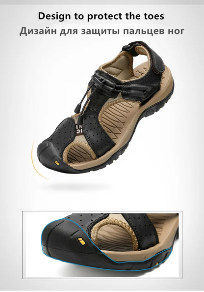 Brand Men's Sandals Summer Genuine Leather Sandals Outdoor Men Beach Shoes Rome Sandals Comfortable Large Size Men Casual Shoes