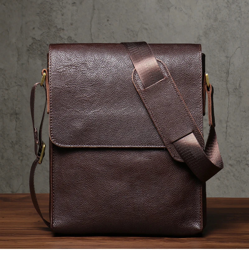 NUKA Men's Genuine Leather Shoulder Bag Retro Flap Crossbody Bags Casual Trend Satchel High Quality Luxury Cowhide Messenger Bag
