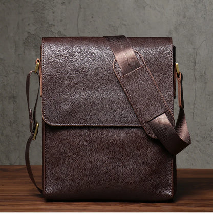NUKA Men's Genuine Leather Shoulder Bag Retro Flap Crossbody Bags Casual Trend Satchel High Quality Luxury Cowhide Messenger Bag