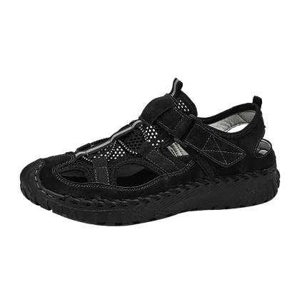 Men Outdoor Protective Toe Sandals Hollow Breathable Mesh Upper Quick Dry Lining Non Slip Walking Camping Driving Casual Shoes