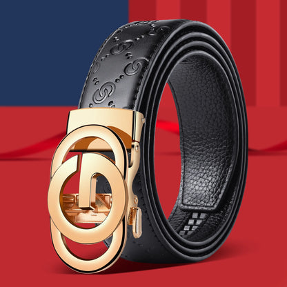 Fashion Business Men'S Belt Genuine Luxury Brand Metal Buckle Belt High-Quality PU Leather Soft Belt With Cargo Pants Jeans