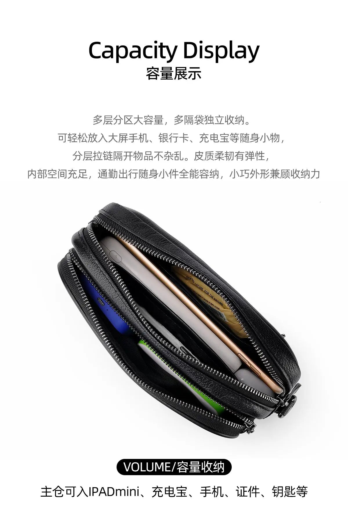 High Quality Real genuine Leather Men Shoulder Bag Natural Cowhide Messenger Bag crossbody bag for 7.9-inch lpad Phone Bag