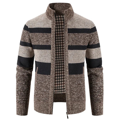 Autumn Winter Sweater Men Warm Cashmere Cotton Blended Pullovers Cardigan Men Fashion Casual Stand Collar Breathable Men Jackets