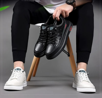 Spring Autumn Flat /5cm Elevator Shoes Men Casual Genuine Leather Sneakers Leisure Height Increase Breathable Men Loafers Trendy