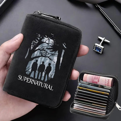 Supernatural Multifunctional Card Bag 11 Cards Slot Credit Card Holder Anti Demagnetization Wallets Cover Zipper Wallet for Men