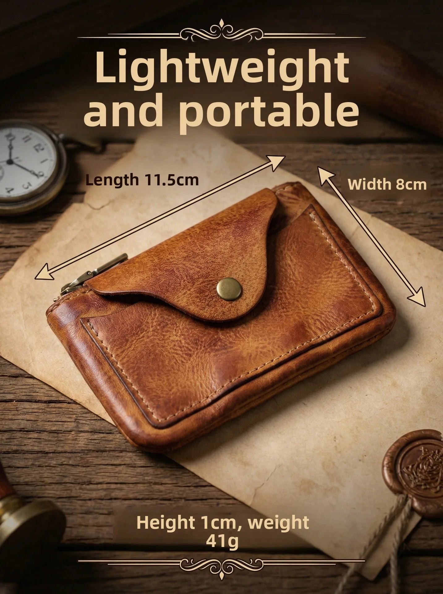 New Slim Short Men's Wallet Vintage Genuine Leather Card Holder Zipper Male Coin Purses High Quality Snap Men Money Clips